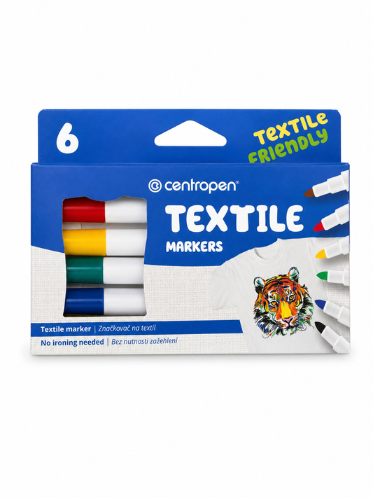 Ollie 6 db-os Centropen textilfilc készlet kiszínezhető pólókhoz